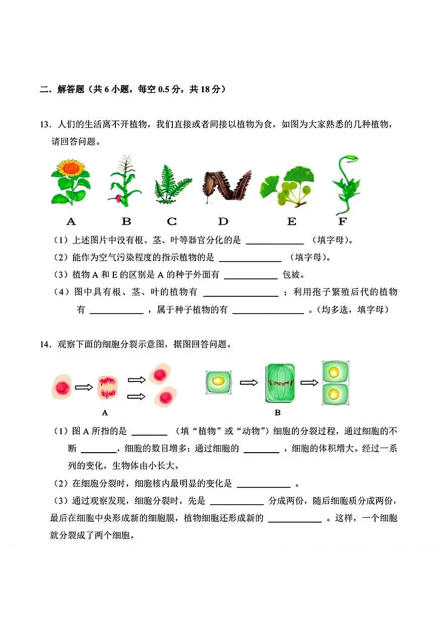 辽宁省鞍山市海城市第二中学教育集团2025-2026学年七年级上学期11月期中考试生物试题第3页