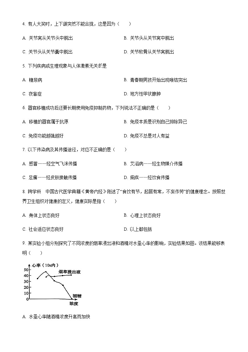 辽宁省锦州市实验学校2025-2026学年八年级上学期期中生物学试题（含答案）第2页