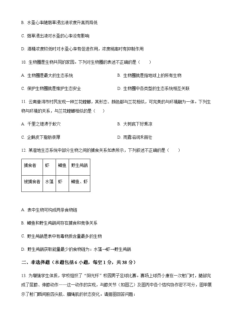 辽宁省锦州市实验学校2025-2026学年八年级上学期期中生物学试题（含答案）第3页