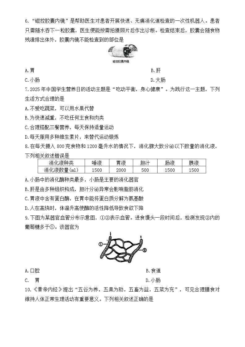 江苏省徐州市2025-2026学年八年级上学期11月期中生物试题（无答案）第2页