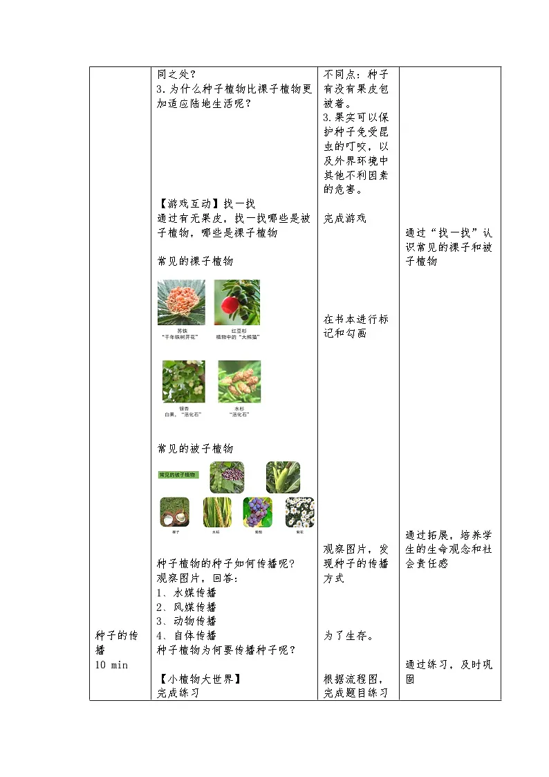 人教版初中生物七年级上册（2024）2.1.2 种子植物(第二课时)教学设计第2页