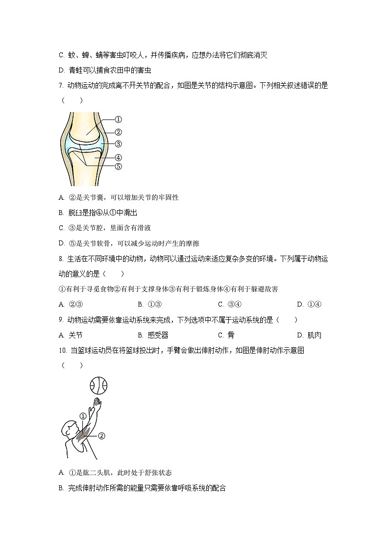 河南省郑州市新郑市11校2024-2025学年八年级上学期期中生物试卷（学生版）第2页