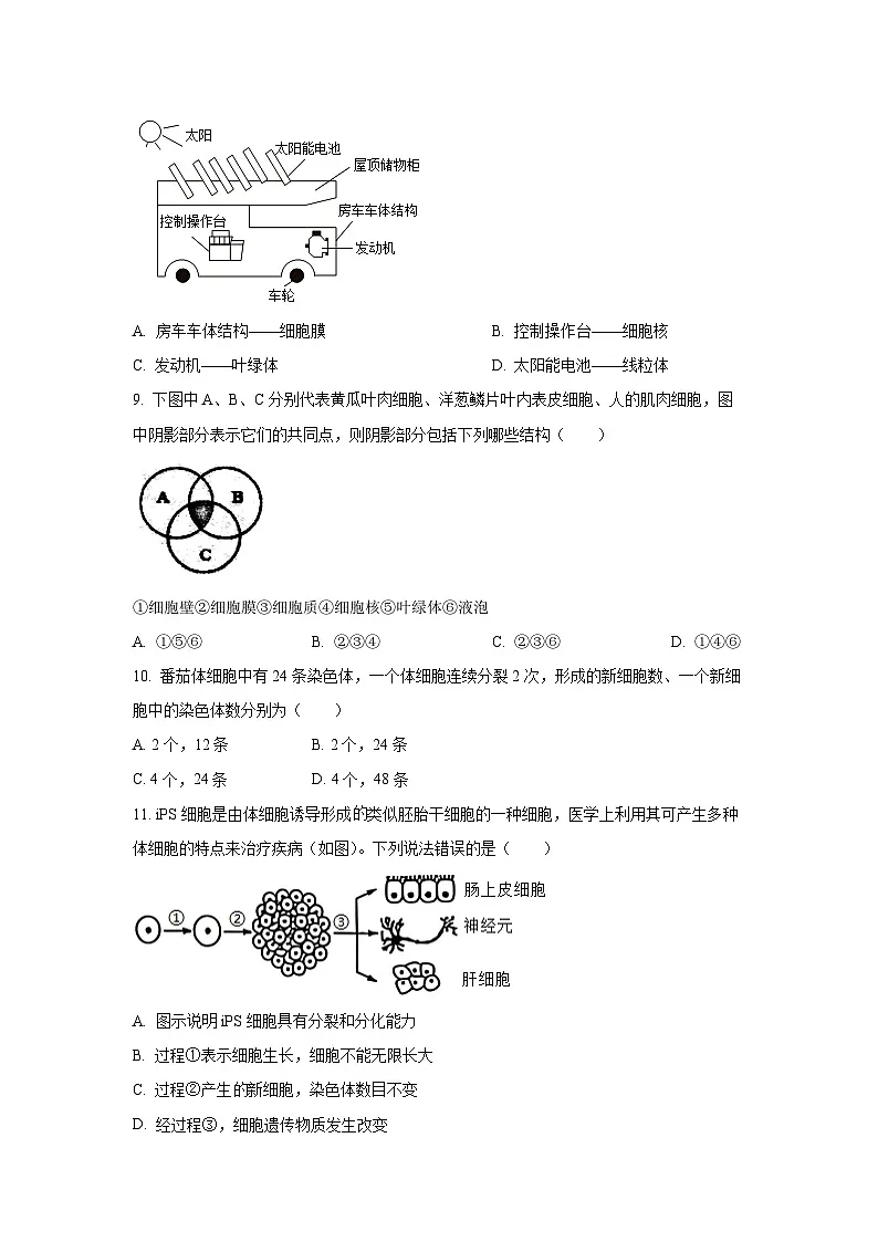 内蒙古自治区通辽市科尔沁左翼中旗2025-2026学年七年级上学期期中生物试卷（学生版）第3页