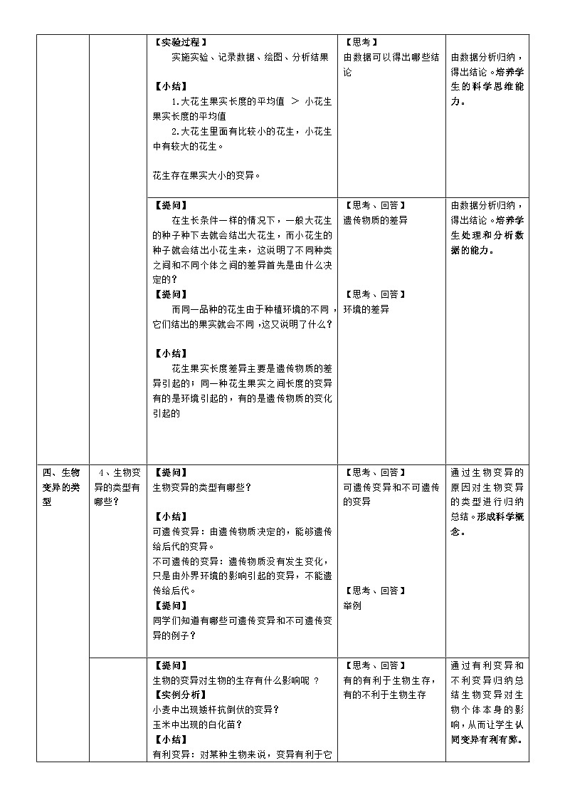 人教版初中生物八年级下册 7.2.5 生物的变异 教案第3页