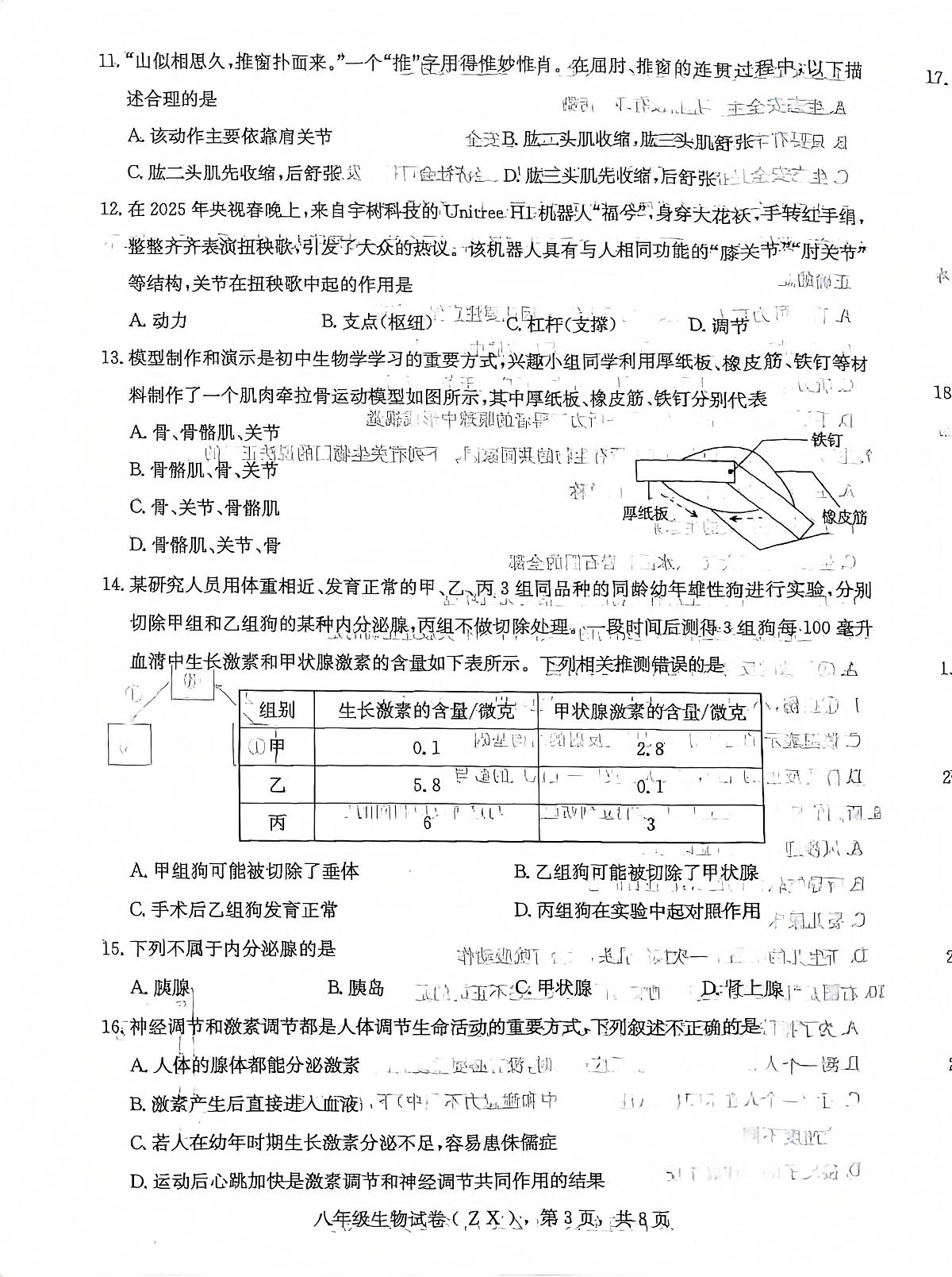河北省石家庄市赵县2025-2026学年八年级上学期11月期中生物试题第3页