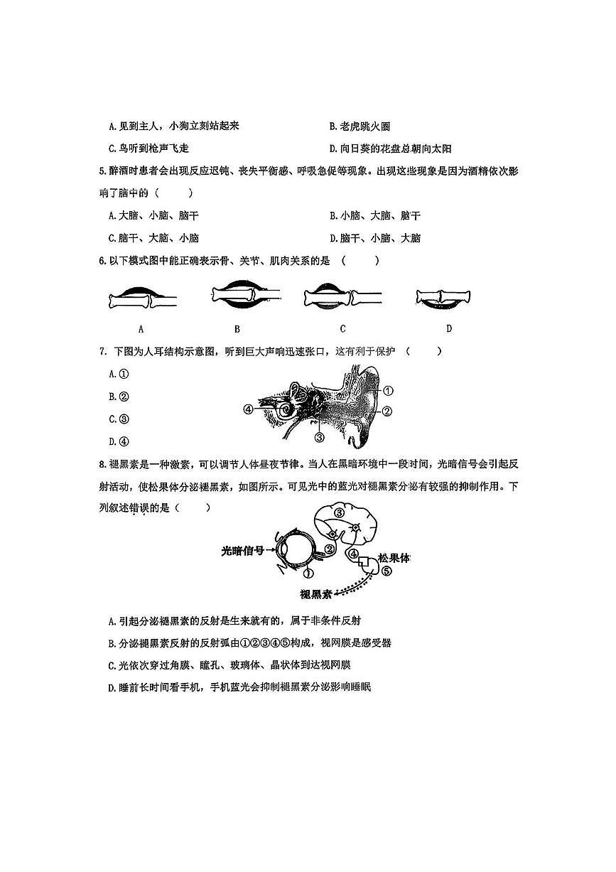 黑龙江省哈尔滨市道外区五校联盟2025-2026学年八年级上学期期中生物试题第2页