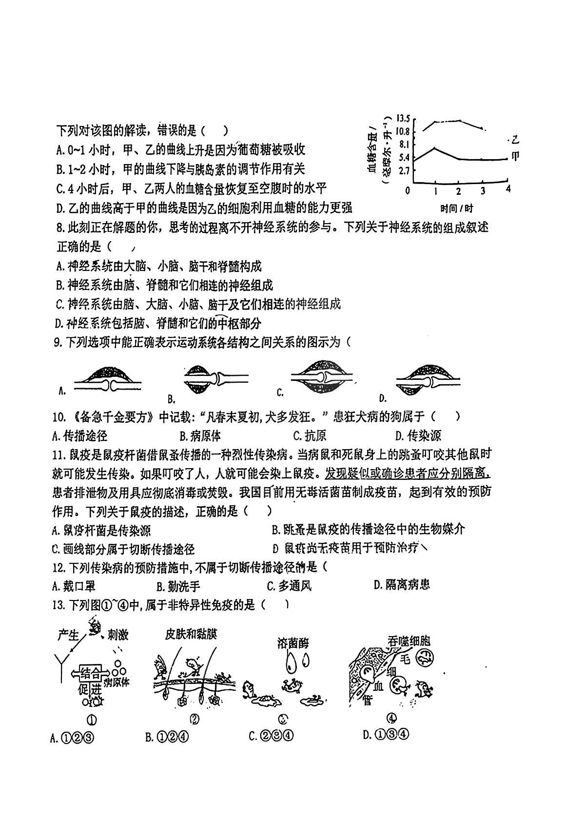 黑龙江省哈尔滨工业大学附属中学2025-2026学年八年级上学期期中考试生物试卷第2页