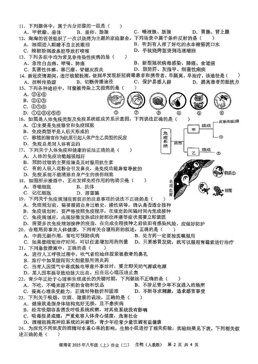 湖南省娄底市新化县2025-2026学年八年级上学期期中考试生物试卷第2页