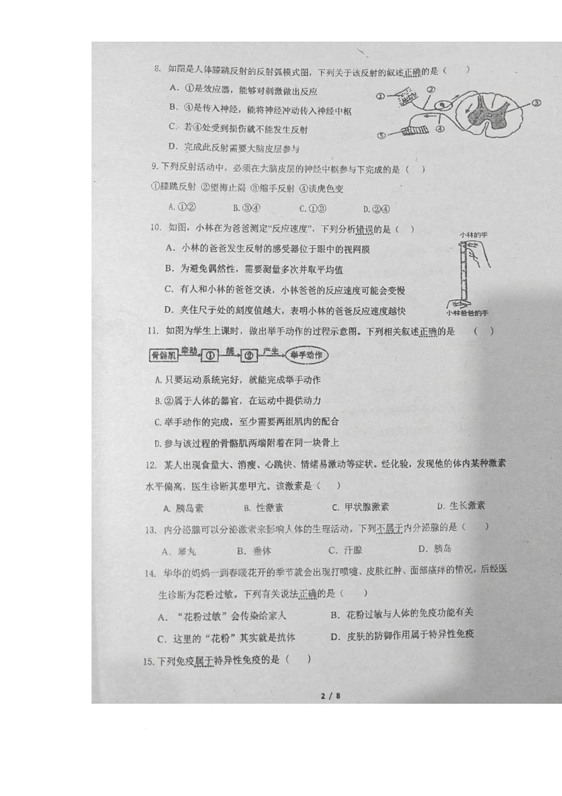 湖南省衡阳市衡山县三校联考2025-2026学年八年级上学期11月期中考试生物试题第2页