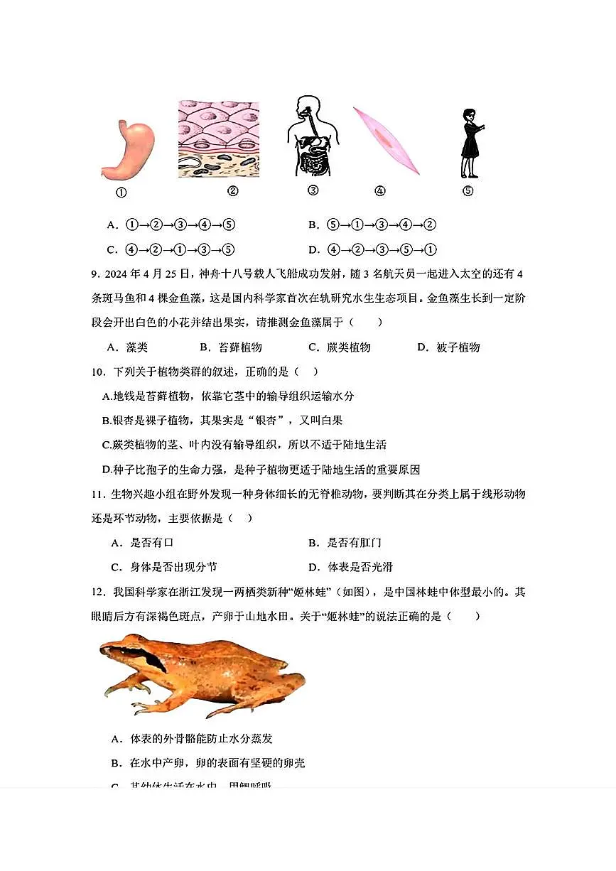 辽宁省鞍山市海城市第四中学教育集团2025-2026学年七年级上学期期中生物试题第3页