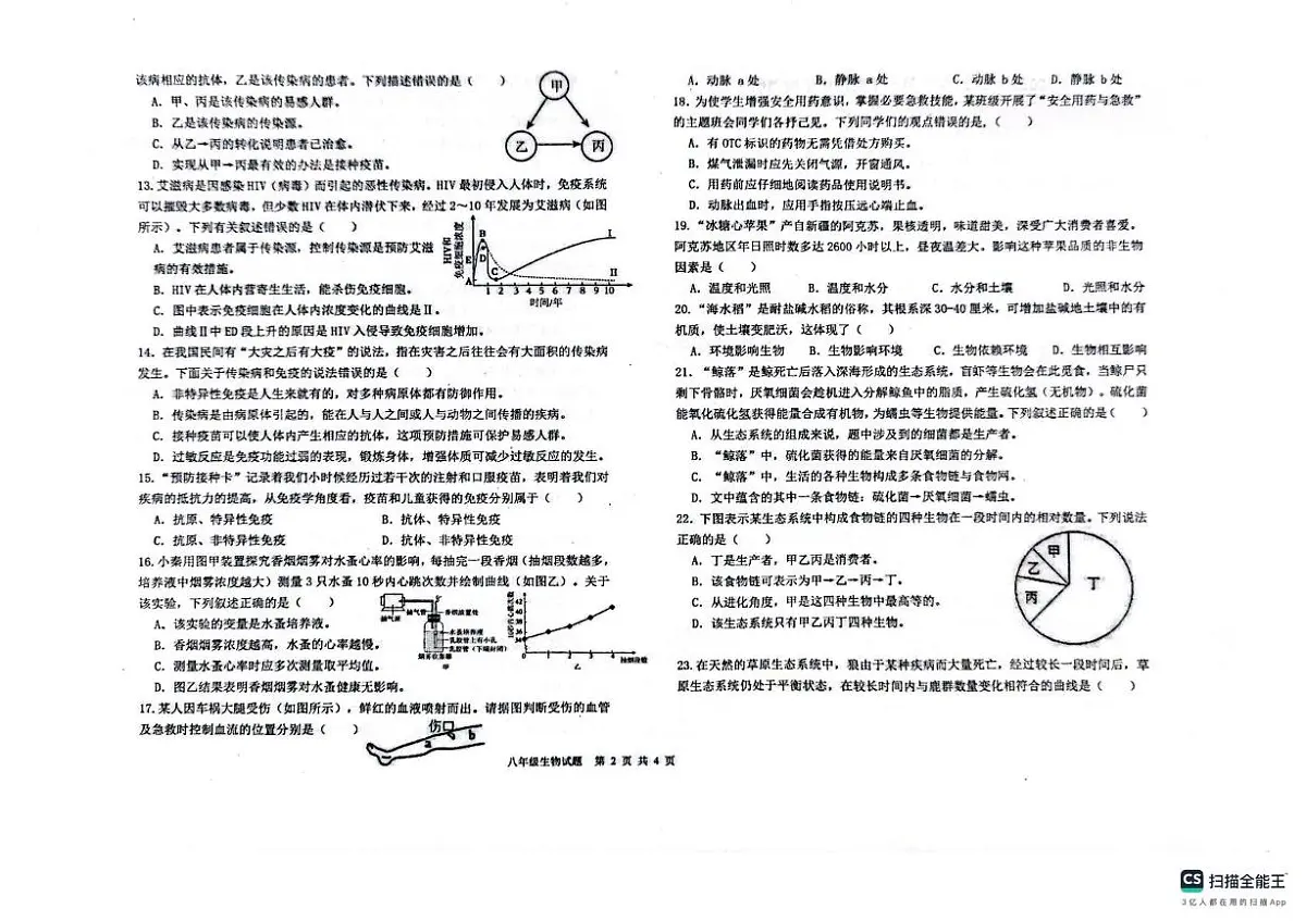 山东省聊城市教育联盟共同体2025-2026学年八年级上学期11月期中生物试题第2页