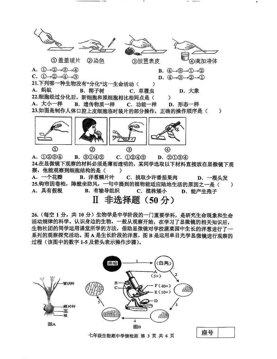 河南省三门峡市渑池县2025-2026学年七年级上学期11月期中生物试题第3页