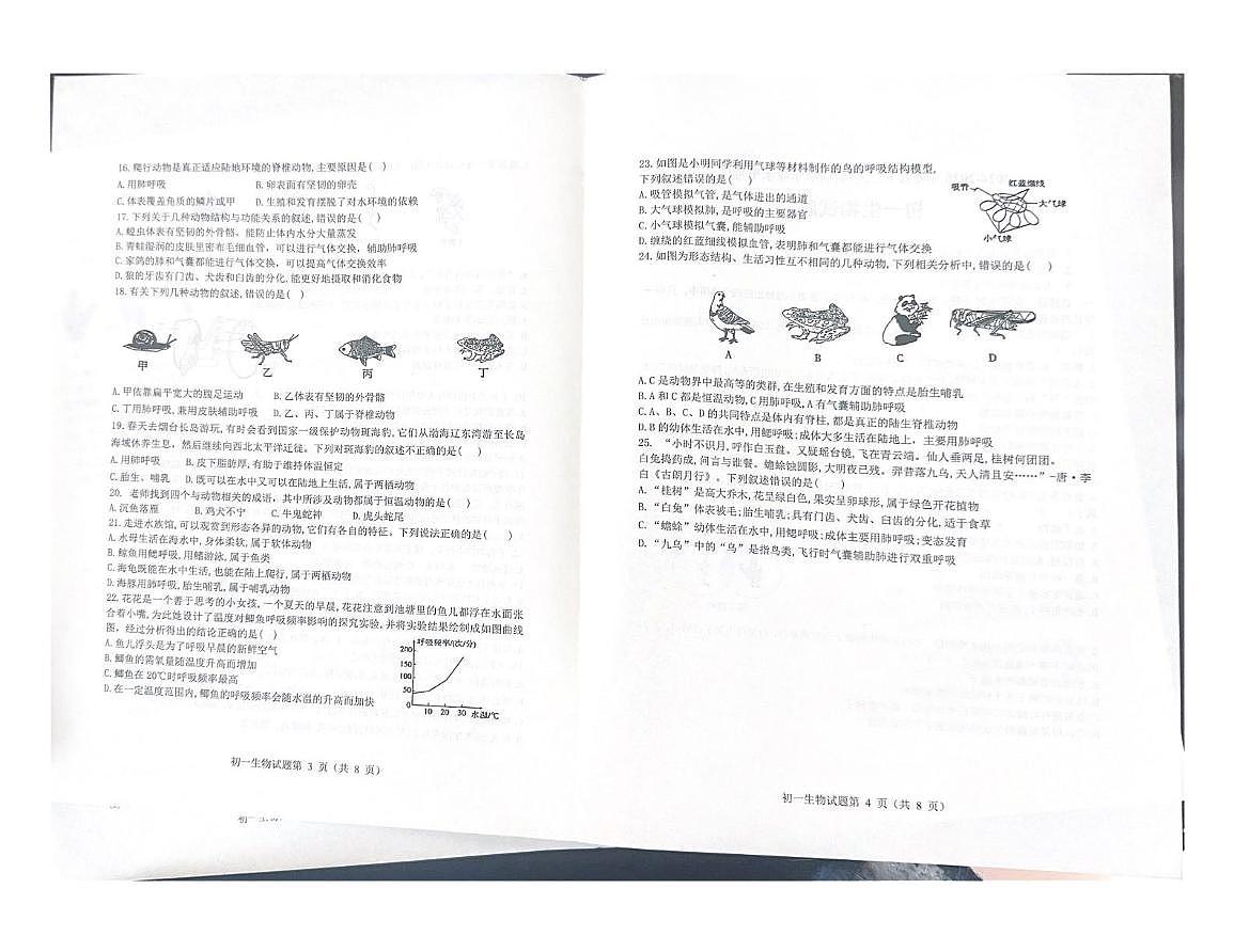 山东省烟台市2024-2025学年七年级下学期期中生物试题第2页