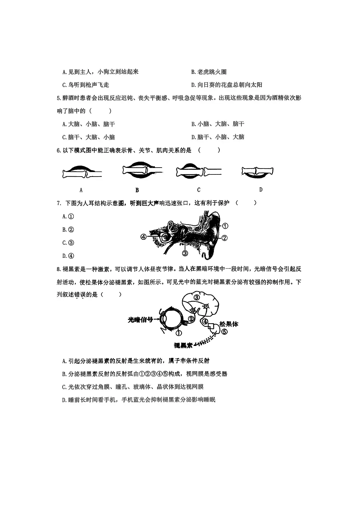 2025年哈尔滨市道外区五校联盟八年级（上）期中生物试题及答案第2页