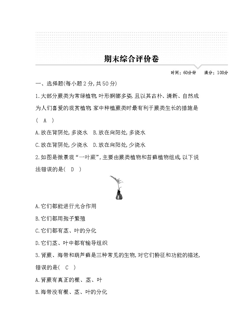期末综合评价卷答案第1页