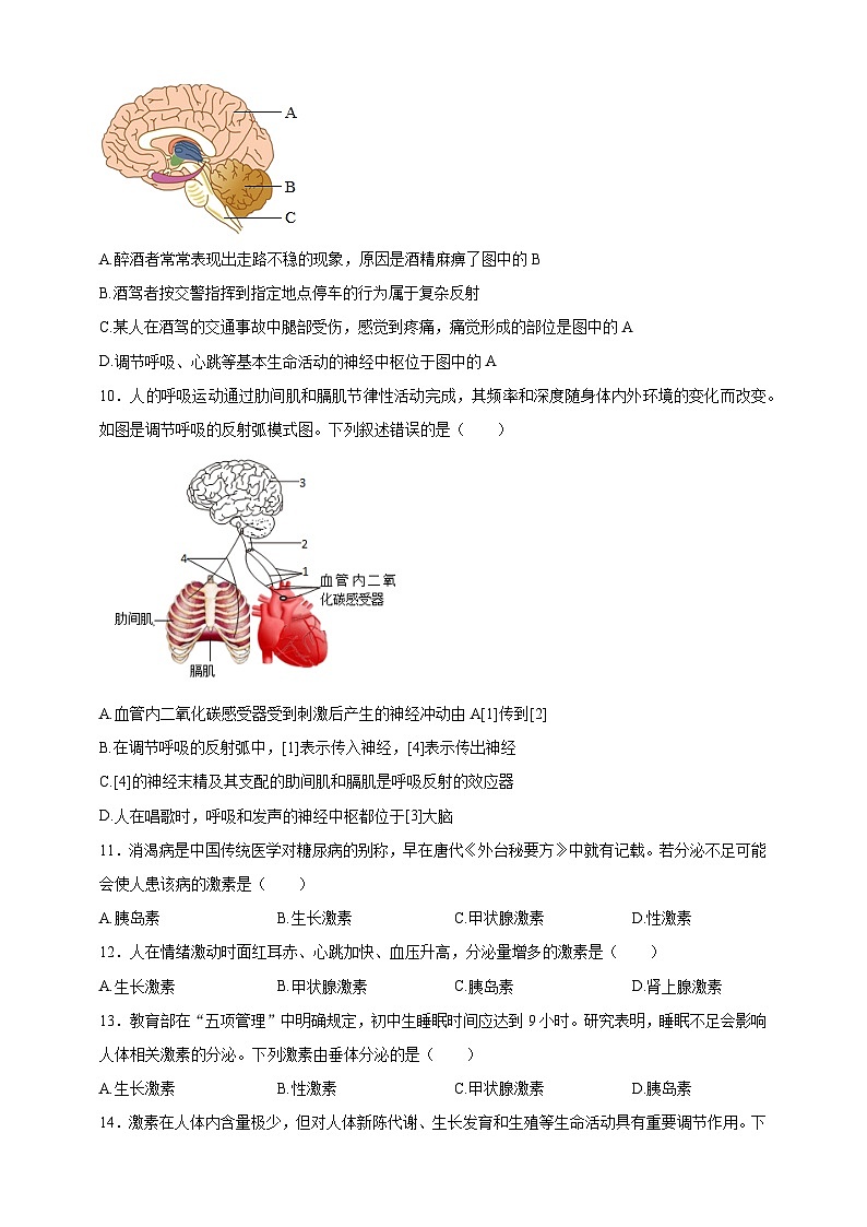 【学霸题优】4.10 人体的自我调节 单元检测卷（学生版）第3页