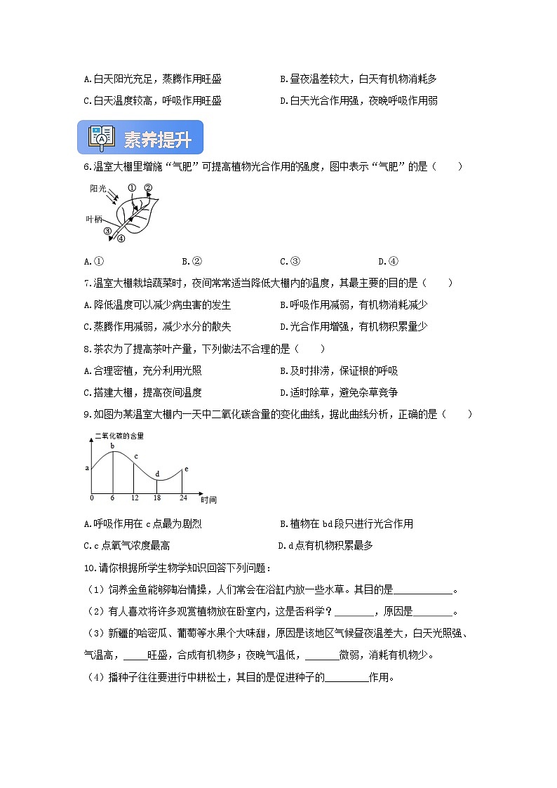 苏教版初中生物七下 4.11.3光合作用和呼吸作用原理的应用 分层练习（含答案）第2页