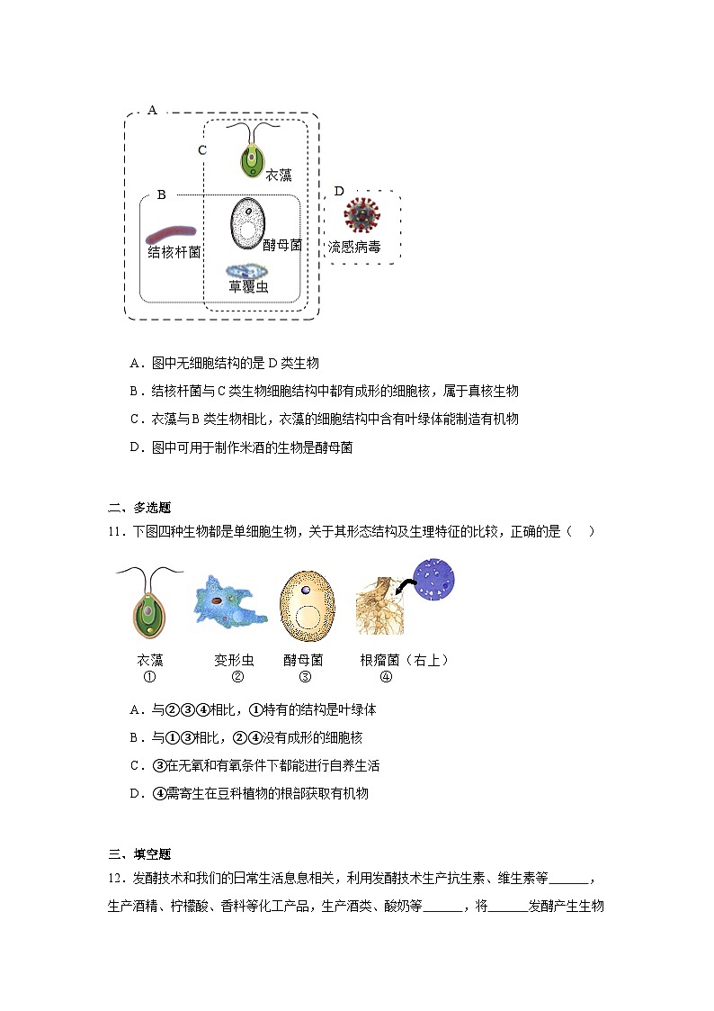 苏科版初中生物七下 4.9.2真菌 测试题（含答案）第3页