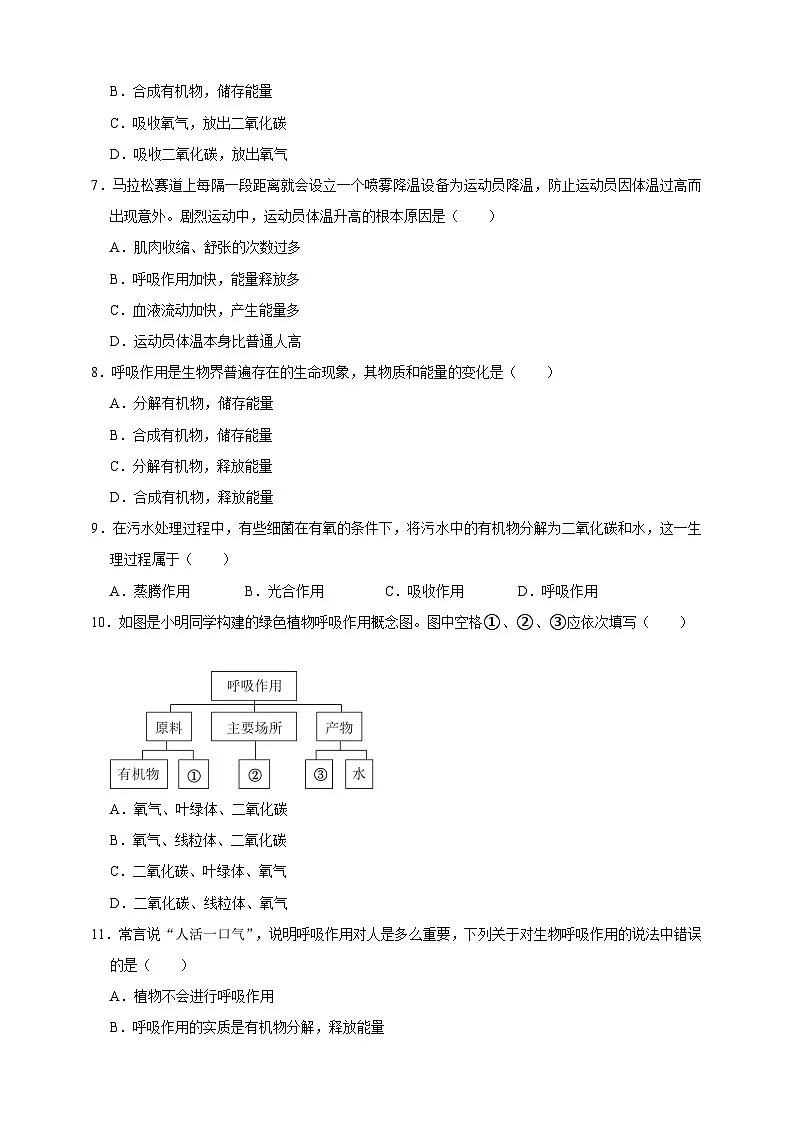 【期末核心考点】呼吸与呼吸作用 练习（含解析）-北京版初中生物七年级下册第2页
