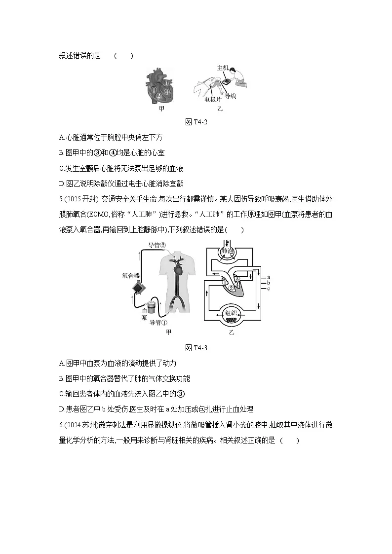 2026年福建省中考生物学一轮复习专题练习：人体生理与健康第2页