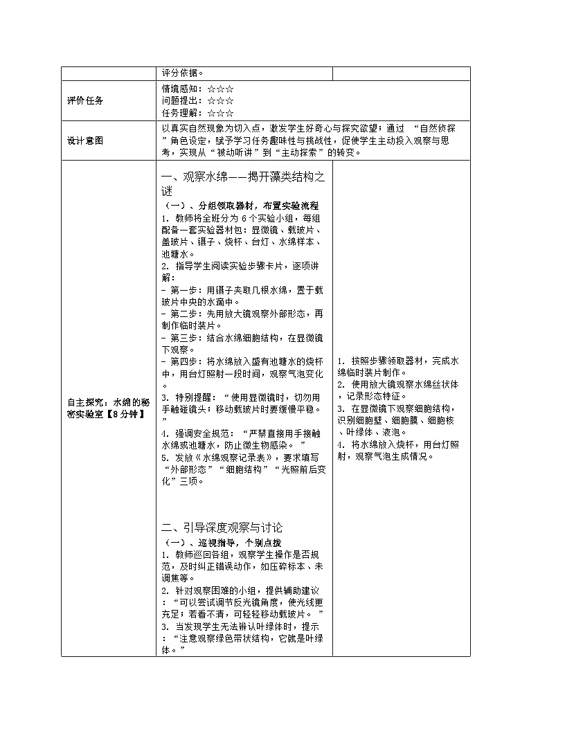 《3.1 藻类和苔藓植物、蕨类植物》教学设计（表格版）-2025-2026学年苏教版（2024）生物七年级上册第3页