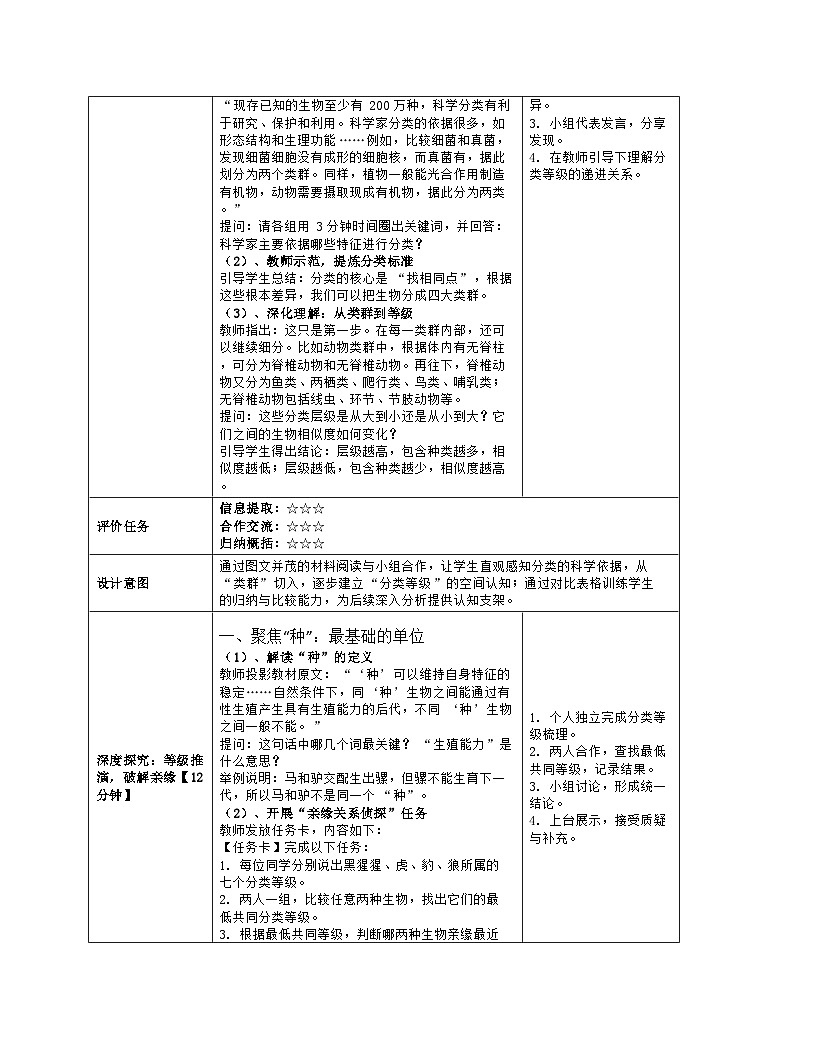 《6.1 生物的分类》教学设计（表格版）-2025-2026学年苏教版（2024）生物七年级上册第3页