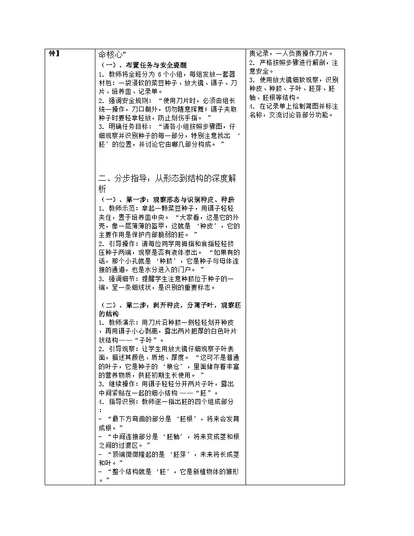 《9.1 种子的萌发》教学设计（表格版）-2025-2026学年苏教版（2024）生物七年级下册第3页