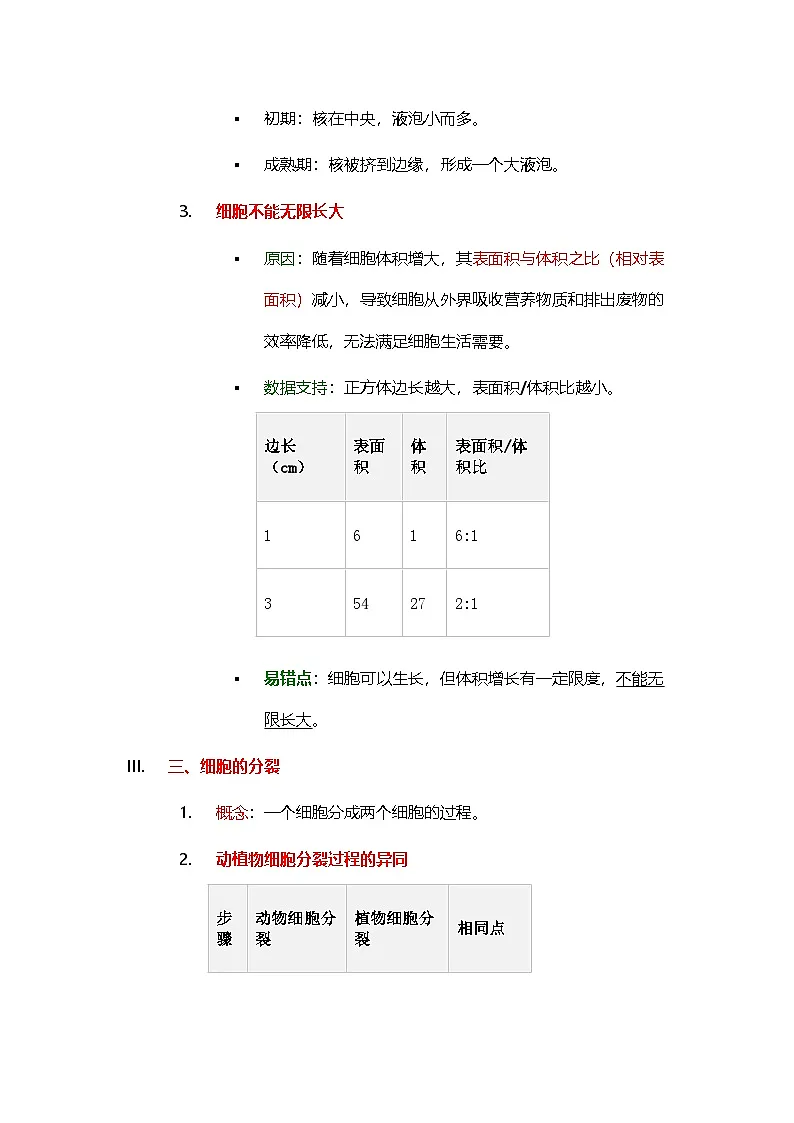 第一单元 第三章 从细胞到生物体 第一节 细胞通过分裂产生新细胞同步教学讲义2025年人教版七年级生物学上册第2页