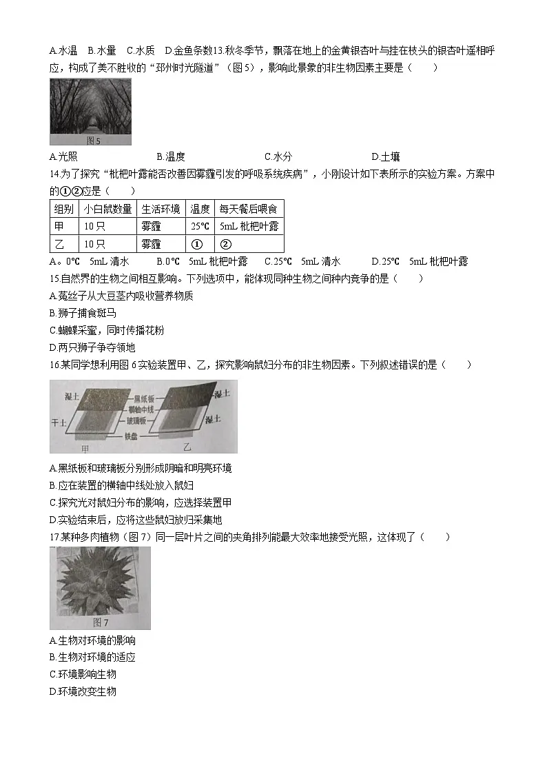 江苏省徐州市铜山区2025-2026学年七年级上学期期中 生物学试题第3页