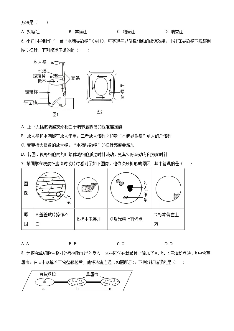 山东省枣庄市山亭区2025-2026学年七年级上学期期中 生物学试题第2页