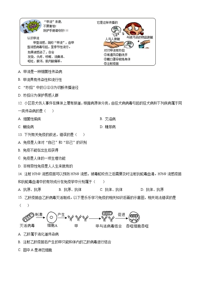 广东省梅州市五华县2025-2026学年八年级上学期期中 生物学试题第3页