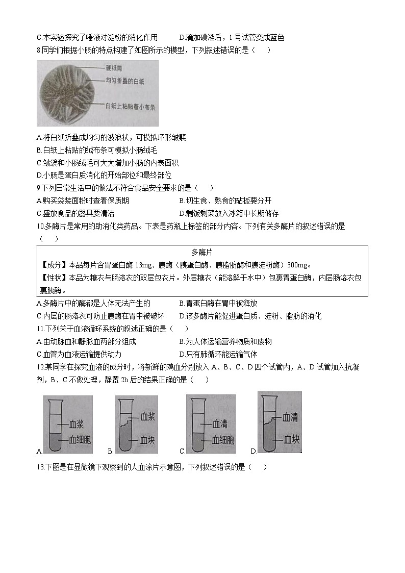 江苏省徐州市铜山区2025-2026学年八年级上学期期中 生物试题第2页
