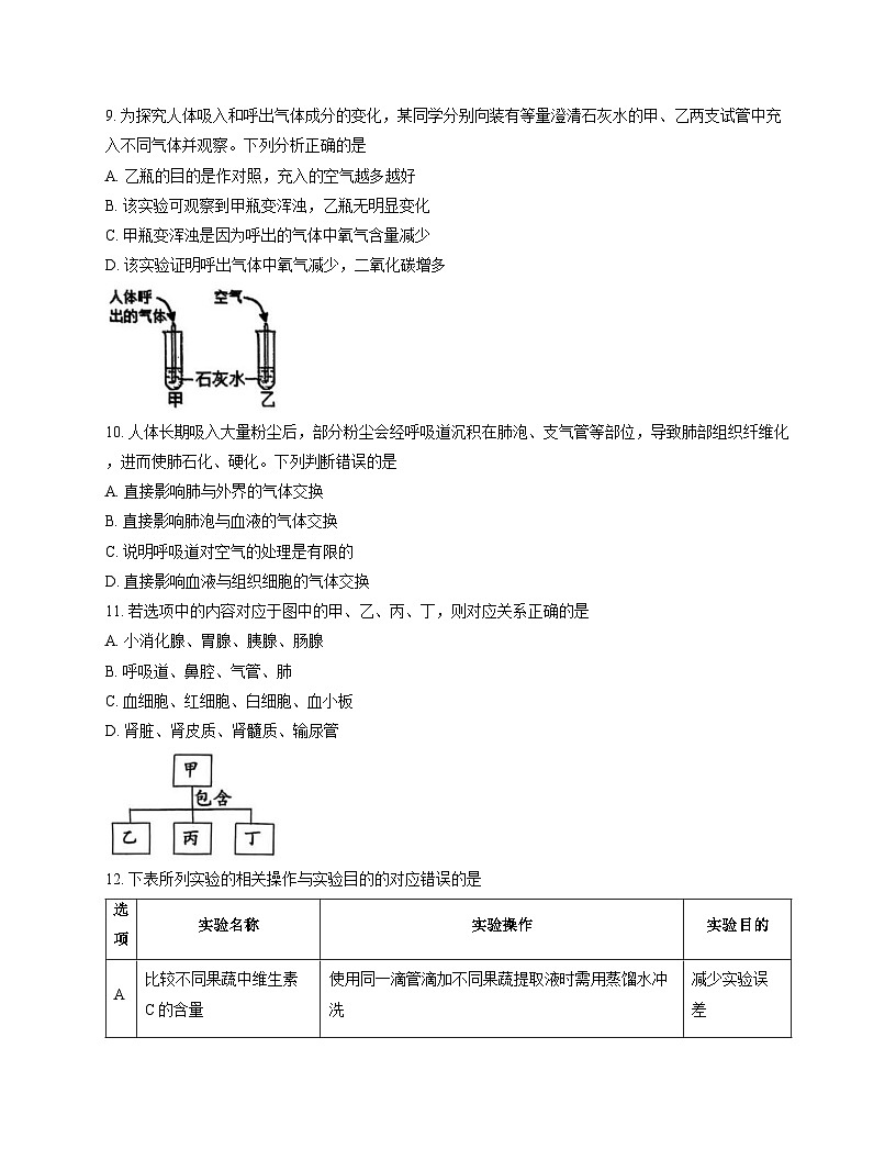 山东省潍坊市高密市2025-2026学年八年级上学期11月期中考试 生物试题第3页