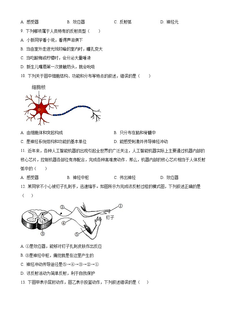 新疆伊犁哈萨克自治州2025-2026学年八年级上学期期中 生物学试题第2页