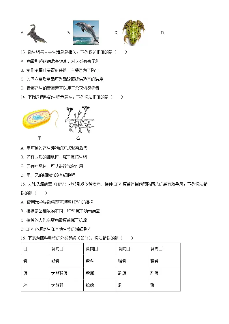 云南省昆明市五华区2025-2026学年八年级上学期期中 生物学试题第3页