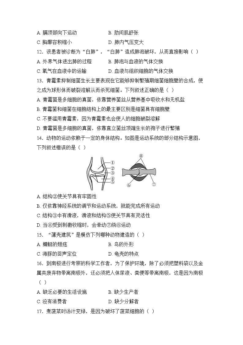 2025年深圳市初中生物学业水平考试模拟卷（八）（学生版）第3页