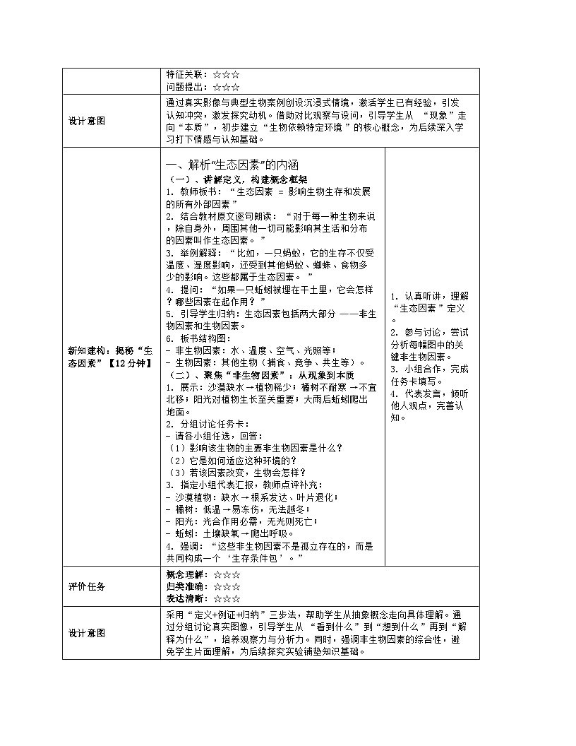 《2.1 生物生存依赖一定的环境（第一课时）》教学设计（表格版）-2025-2026学年苏科版（2024）生物七年级上册第3页