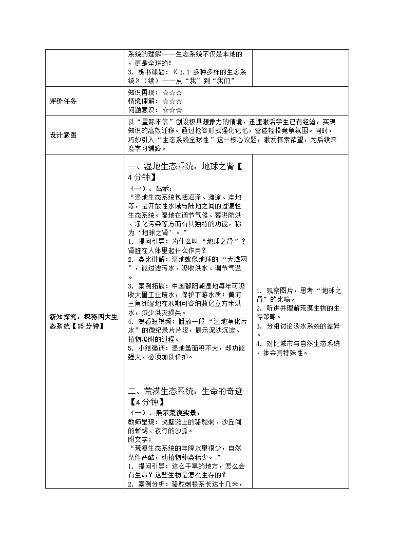 《3.1 多种多样的生态系统（第二课时）》教学设计（表格版）-2025-2026学年苏科版（2024）生物七年级上册第3页