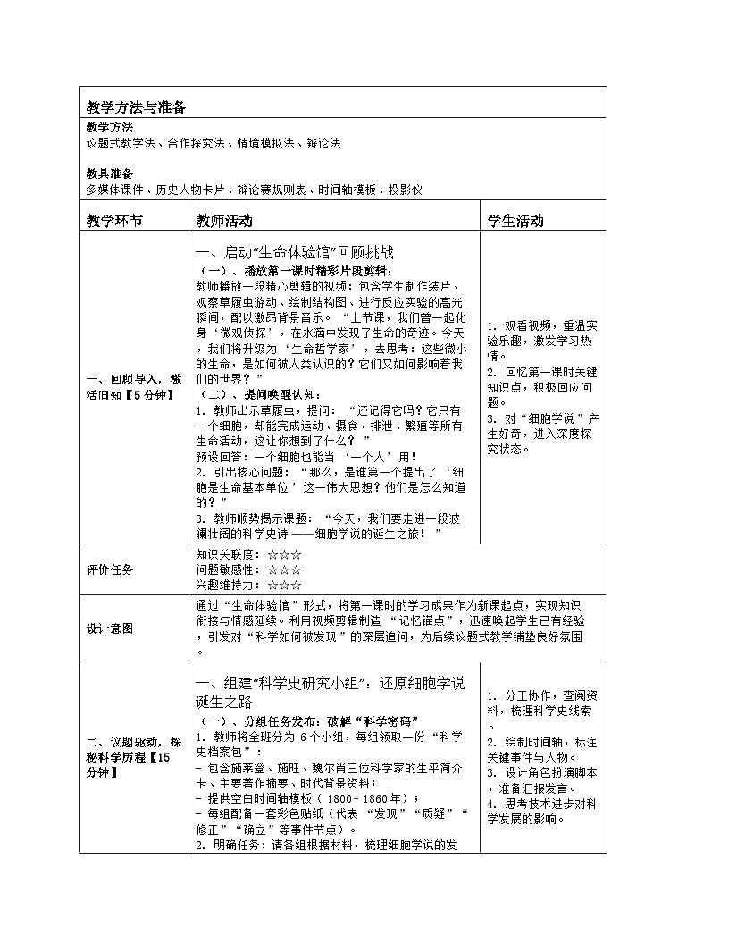 《4.2 单细胞生物（第二课时）》教学设计（表格版）-2025-2026学年苏科版（2024）生物七年级上册第2页