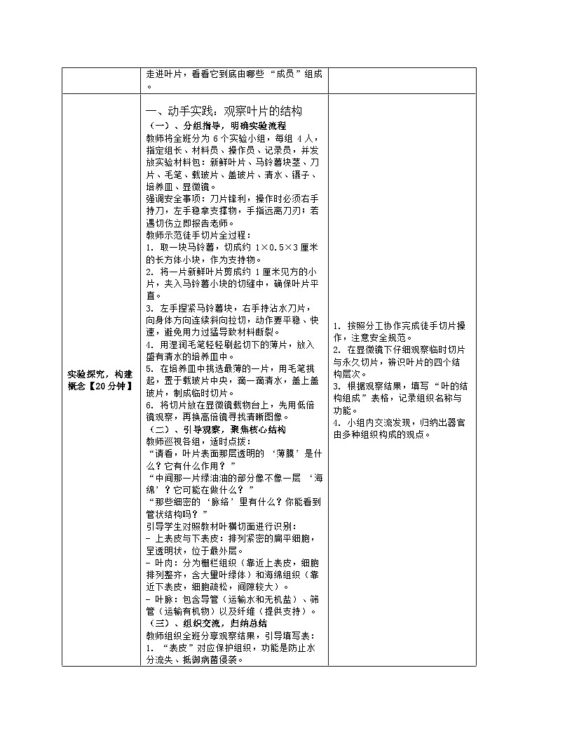 《5.2 多细胞生物的结构层次（第一课时）》教学设计（表格版）-2025-2026学年苏科版（2024）生物七年级上册第3页