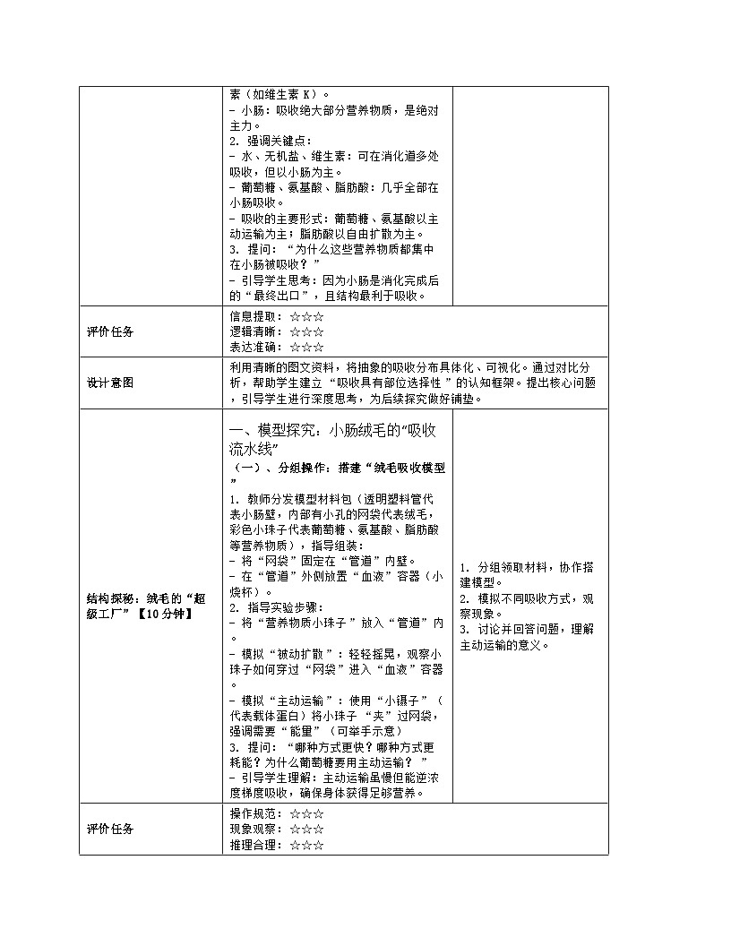 《13.2 人体对食物的消化和吸收（第二课时）》教学设计（表格版）-2025-2026学年苏科版（2024）生物八年级上册第3页