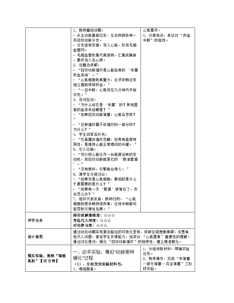 《14.3 血液循环（第二课时）》教学设计（表格版）-2025-2026学年苏科版（2024）生物八年级上册第3页