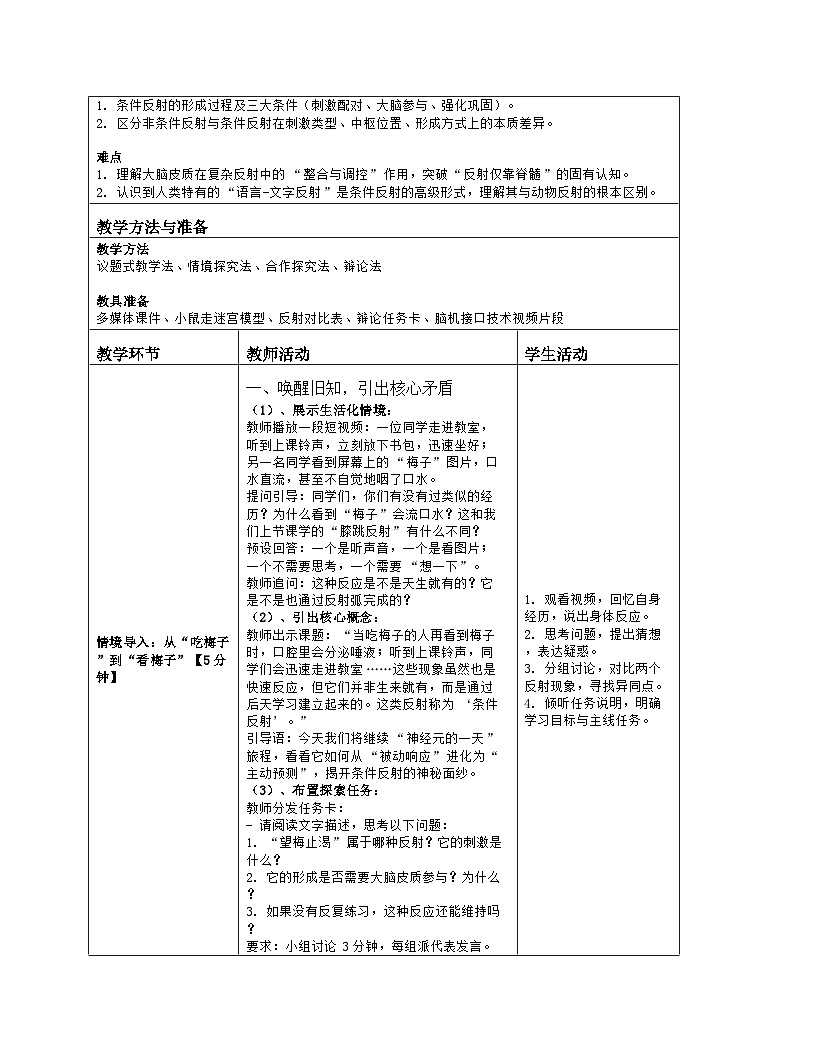 《16.1 人体的神经调节（第二课时）》教学设计（表格版）-2025-2026学年苏科版（2024）生物八年级上册第2页