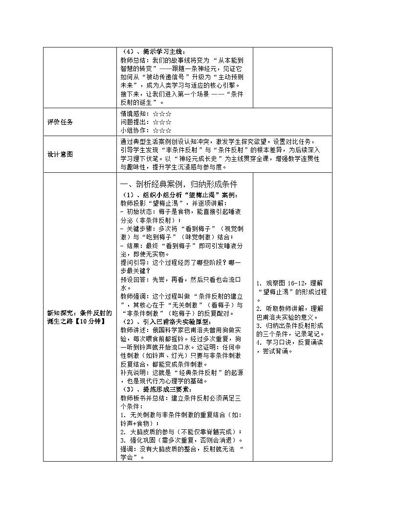 《16.1 人体的神经调节（第二课时）》教学设计（表格版）-2025-2026学年苏科版（2024）生物八年级上册第3页