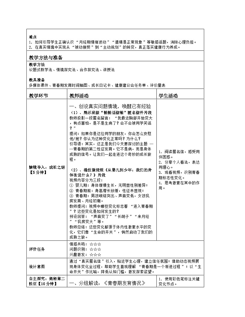 《16.3 人体的激素调节（第二课时）》教学设计（表格版）-2025-2026学年苏科版（2024）生物八年级上册第2页