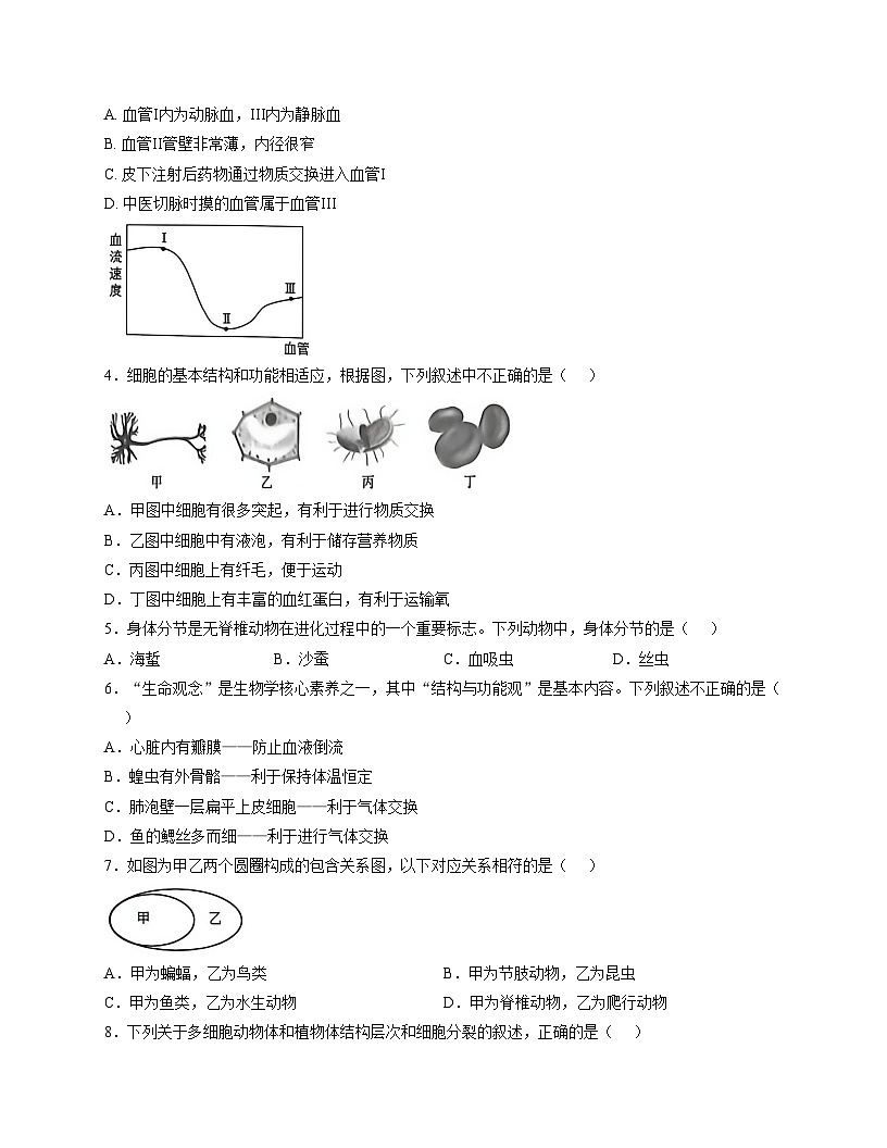 2025年山东省青岛市初中学业水平考试生物模拟试题（四）（文字版，含答案）第2页