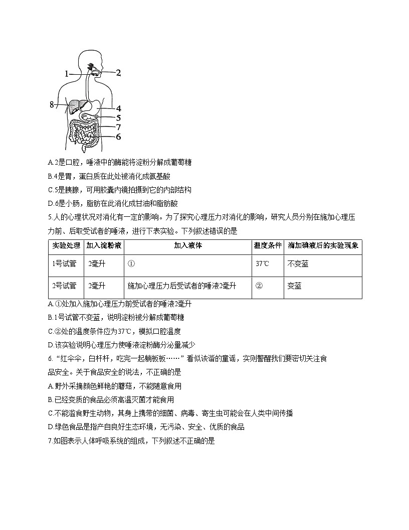 山东省菏泽市东明县2025_2026学年八年级上学期11月期中生物试题（文字版，含答案）第2页