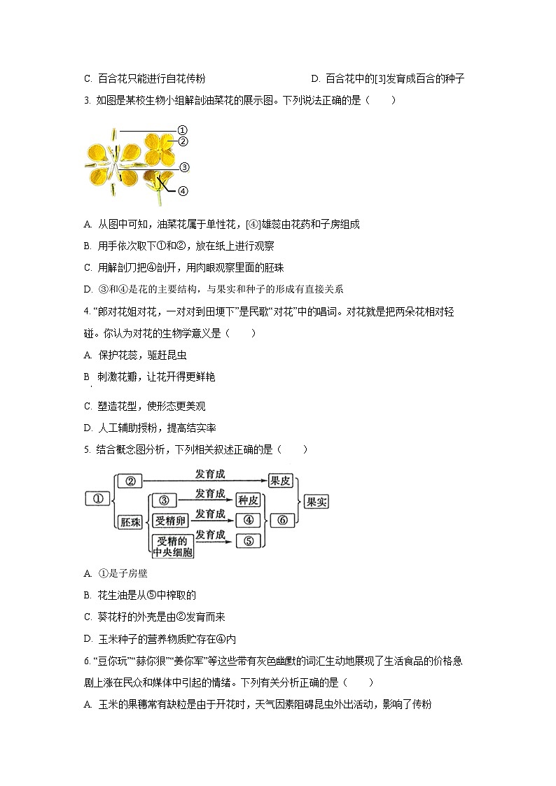 山东省济宁市微山县2024-2025学年八年级上学期期中生物试卷（学生版）第2页
