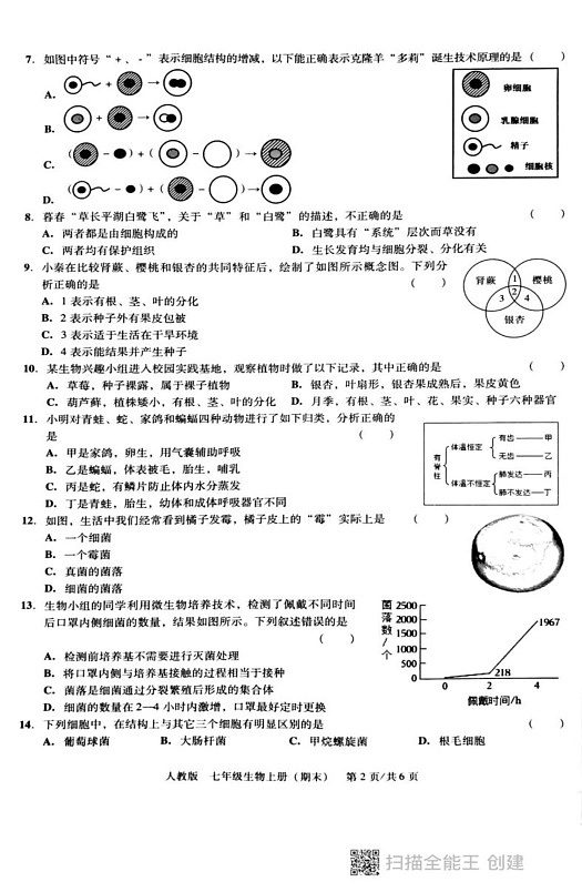 广东省汕头市潮阳区德兴育才学校2024-2025学年七年级上学期期末生物试题第2页