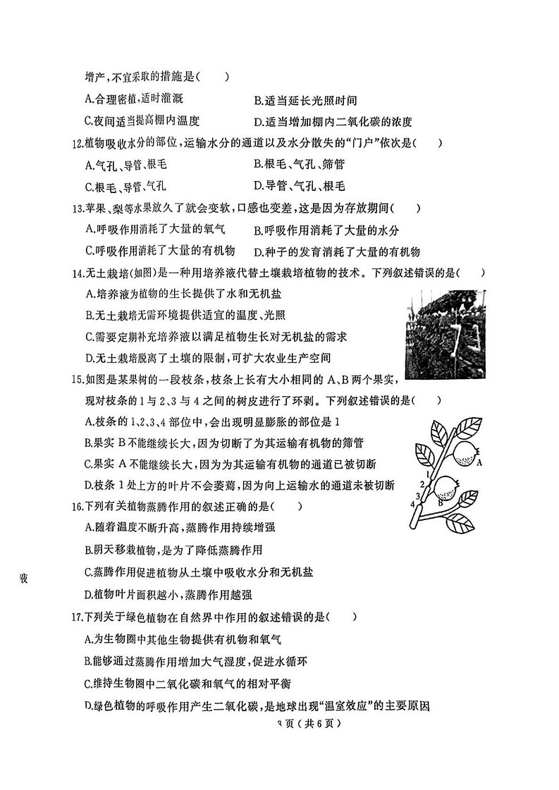 河南省驻马店市驿城区2024-2025学年七年级上学期期末考试生物试题第3页